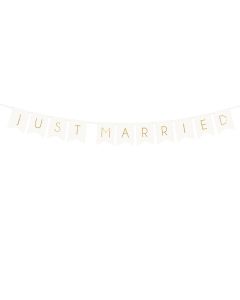 "Just Married" Girlande Weiß/Gold - 155 cm