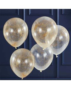 Luftballons mit goldenem Konfetti 5x - 30 cm