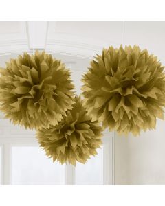 Pompons in Gold 3x - 40 cm