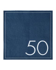 "50" Servietten blau 16x - 16,5 cm