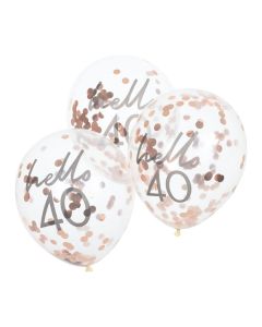 "Hello 40" Ballons Roségold 5x - 30 cm