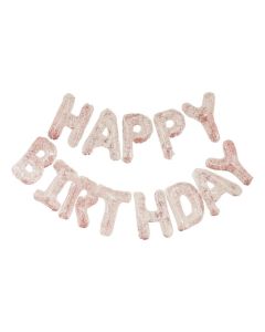 Transparenter Konfetti-Ballon Girlande "Happy Birthday" - 2x2 m