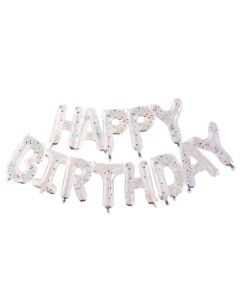 Transparenter "Happy Birthday" Konfetti Ballon - 34 x 26 x 8 cm