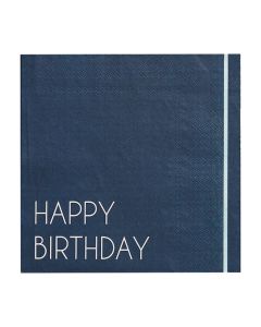 Happy Birthday Servietten in Blau 16x - 33x33 cm