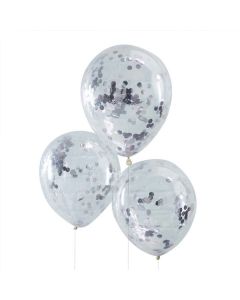 Konfetti-Luftballon Silber 5x - 30 cm