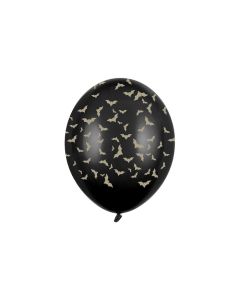 Schwarze Ballons mit Fledermaus Motiv 6x - 30cm