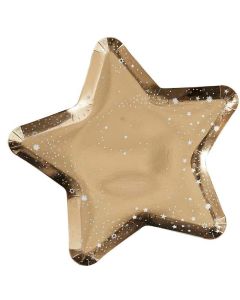 Goldene Sternen-Pappteller 8x - 26 cm 