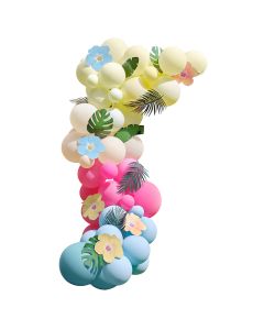 Bunter Hawaii Ballonbogen inkl. Ballons, Blumen und Palmenblätter