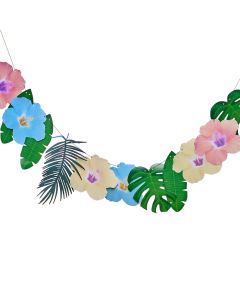 Palmen Girlande inkl. farbige Hawaii Blumen - 2 Meter