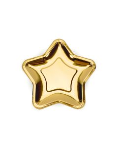 Goldene Pappteller in Sternform 6x - 18 cm 