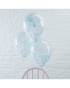 Blaue Konfetti Ballon 5x - 30 cm