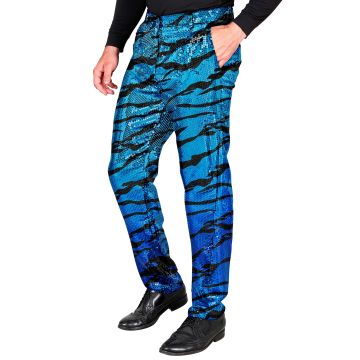 Paillettenhosen für Herren mit Wellenmuster in türkis-blau
