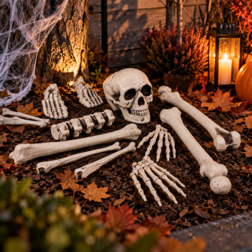 Halloween-Skelett mit Schädel und Knochen 12 Teile - 40 cm