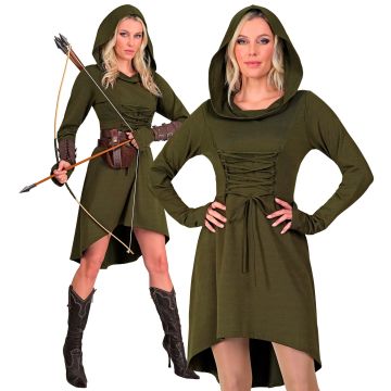 Grüne Bogenschützenkleidung mit Kapuze für Frauen