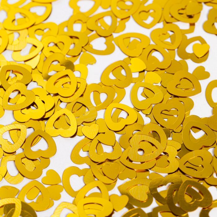Goldenes hohles Herz Tischkonfetti - 14 g