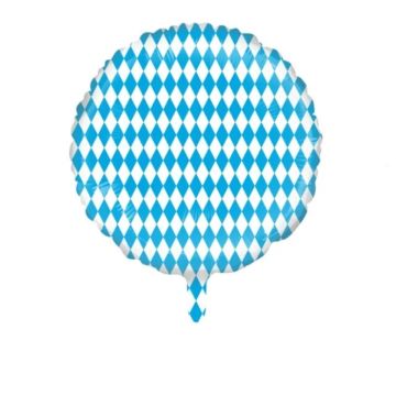 Oktoberfest-Folieballon in Weiß und Blau - Ø45 cm