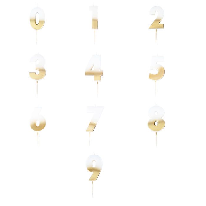 Goldene Zahlenkerzen 5x4 cm (Verschiedene Varianten)