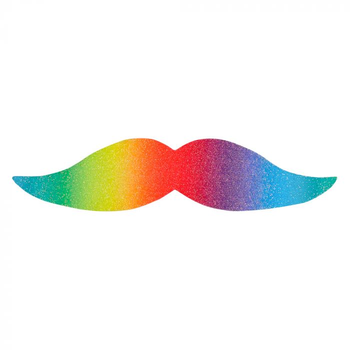 Regnbue neon farvet moustache 6x - onesoze