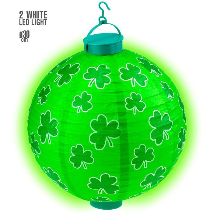 St. Patricks LED Laterne mit Kleeblatt - Ø 30 CM
