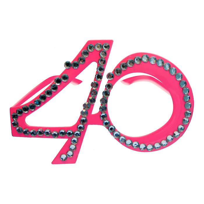 40 Jahre Brille in Pink mit Diamanten