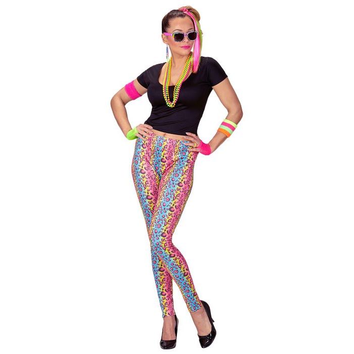 80er regenbogenfarbene Leopardenleggings