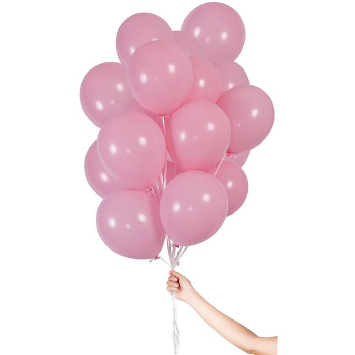 Lyserød Balloner m. snor 30x - 23cm