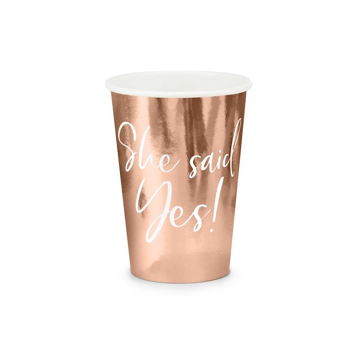 "She Said Yes!" Pappbecher Roségold 6x - 220 ml