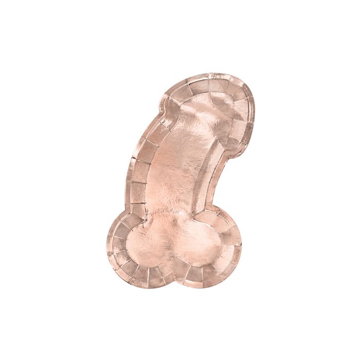 Penis Pappteller roségold 6x - 26,5 x 15,5 cm