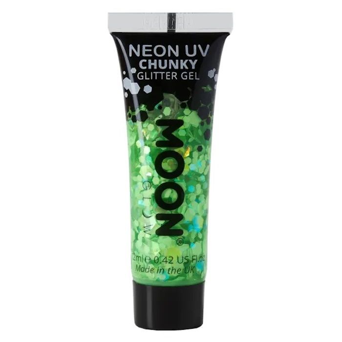 Neon UV Chunky Glitzergel Grün - 12 ml