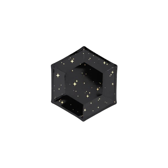 Silvester Einwegteller schwarz 6x - 20 cm