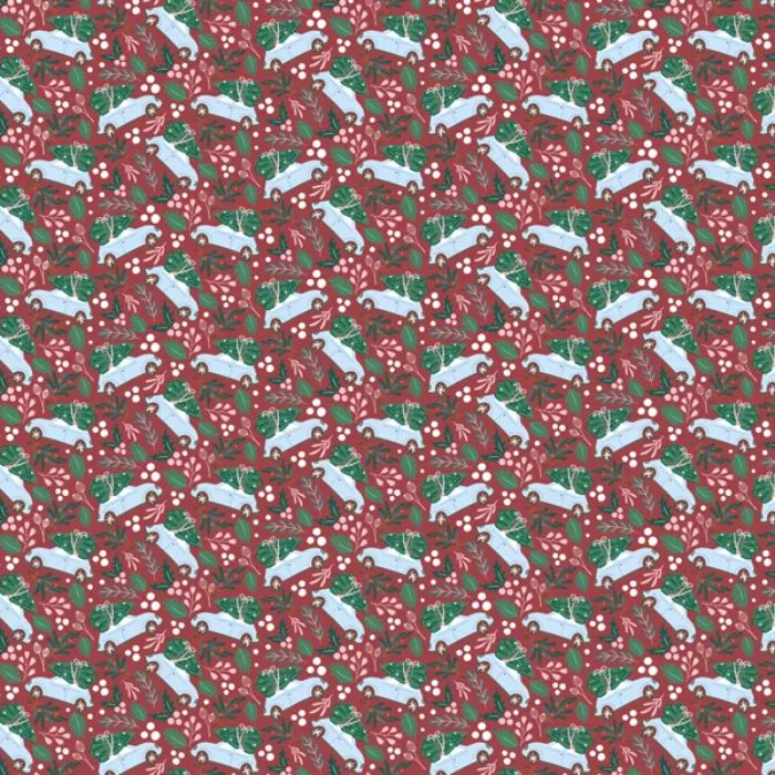 Geschenkpapier Autos mit Tannenbäumen rot 70x200 cm