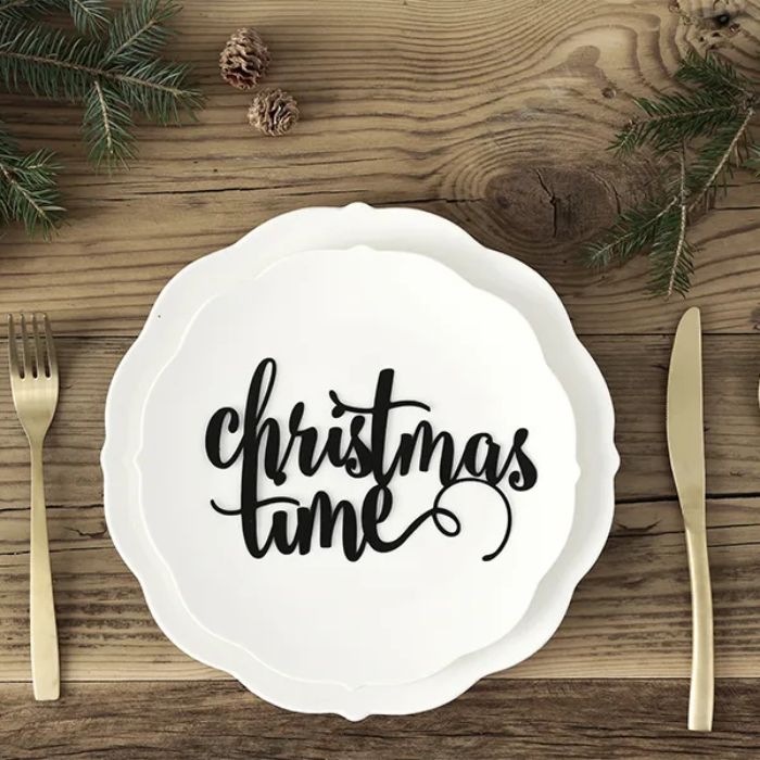 Weihnachts Tischdekoration schwarz christmas time 17x10,3 cm