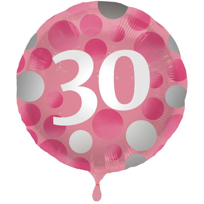 30 Jahre Folienballon Pink - 45 cm