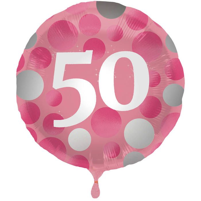 50 Jahre Folienballon Pink - 45 cm