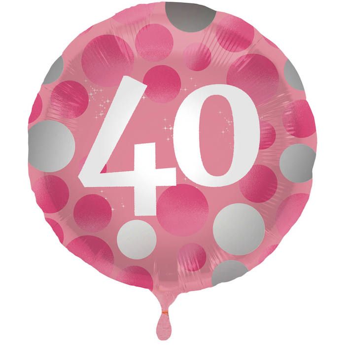 40 Jahre Folienballon Pink - 45 cm