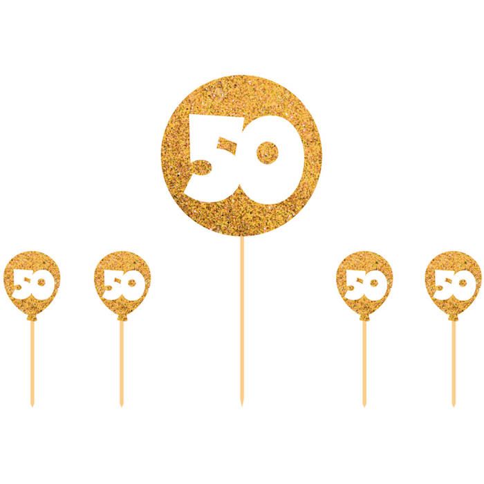 50 Jahre Torten Dekoration Gold 5x