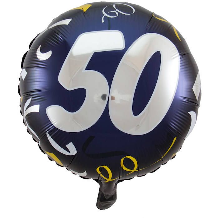 50 Jahre Geburtstagsballon Blau - 45 cm