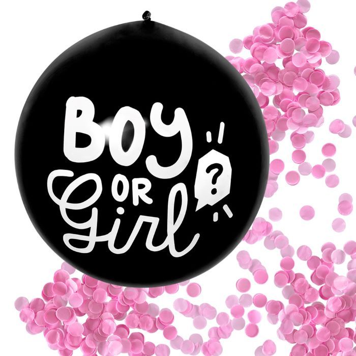 Gender Reveal Ballon Mädchen mit pinkem Konfetti-Füllung - Ø 60 cm
