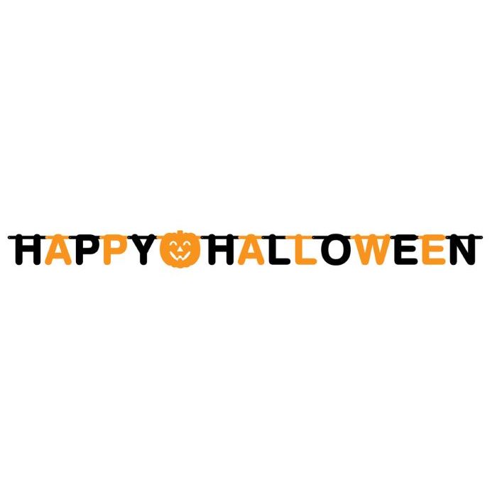 Halloween-Buchstabengirlande in Schwarz und Orange - 2 m