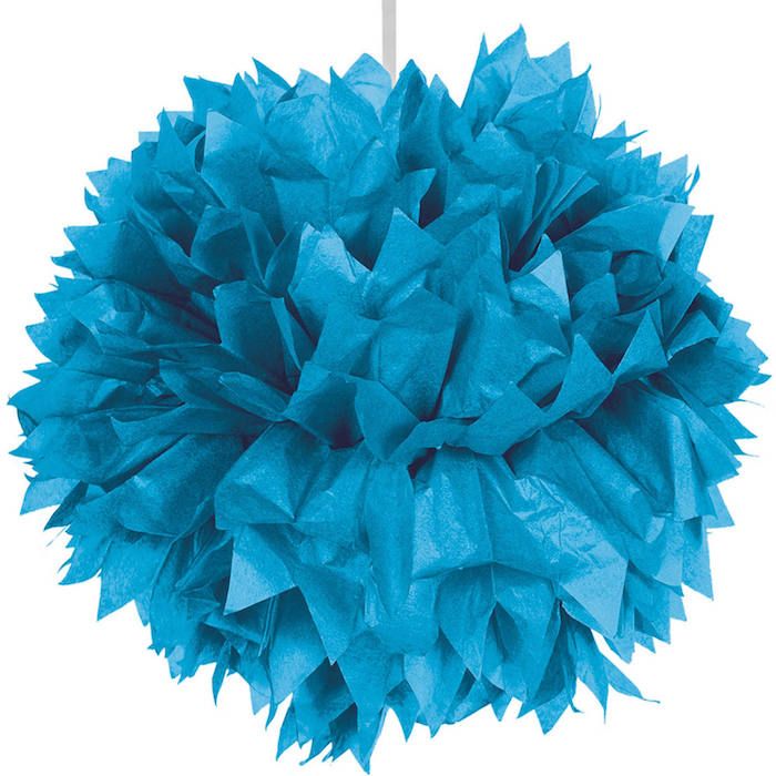 Blaue Pompom - 30 cm