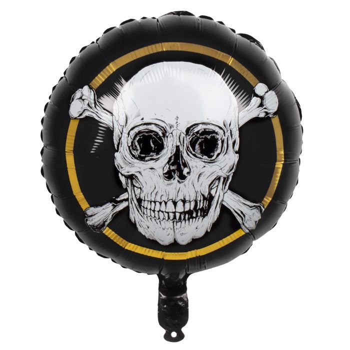 Folienballon mit Totenkopf schwarz - Ø 45 cm