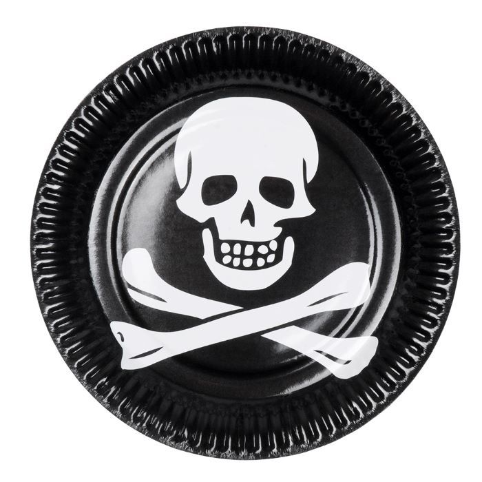 Piratenteller mit Totenkopf 10x - Ø 23 cm