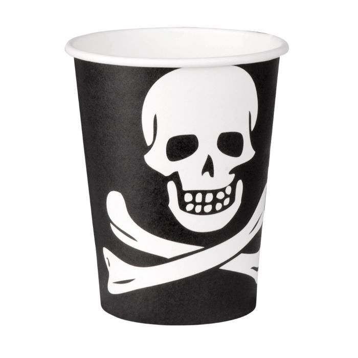 Piraten-Tasse mit Totenkopf 10x - 210 ml