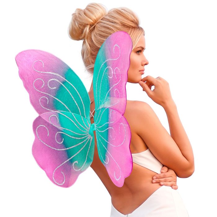 Sommerfuglevinger multifarvet glitter - 85x50 cm