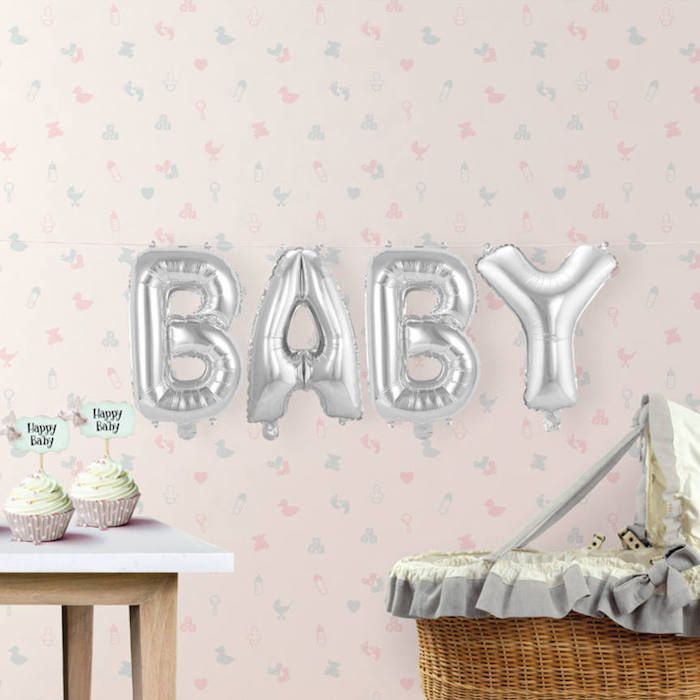 Baby Silber Folienballon - 36 cm