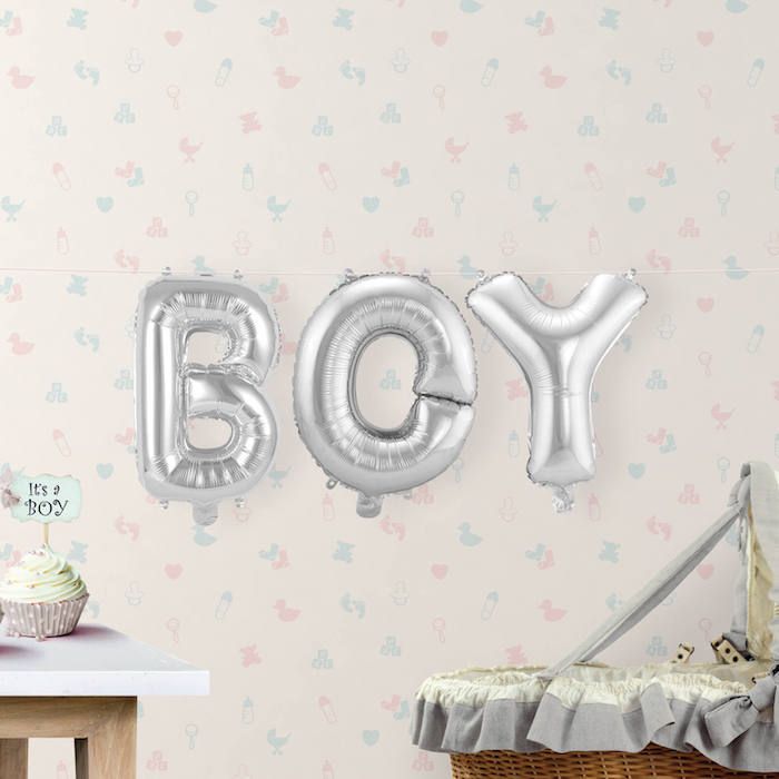 BOY silberne Folienballon - 36 cm