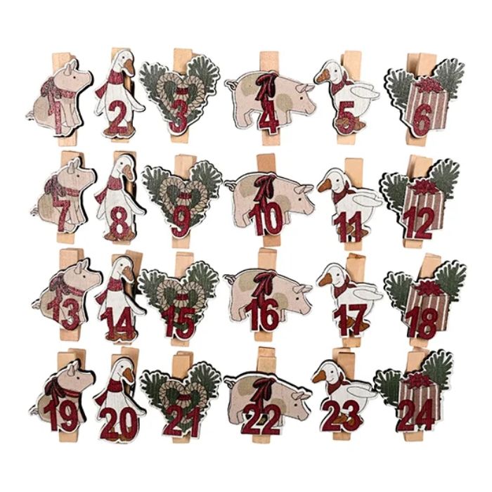 Klammern für den Adventskalender mit Weihnachtsfiguren Das Alte Pharmacy
