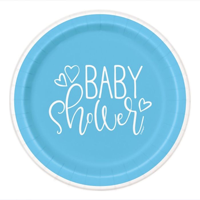 Babyshower Pappteller Junge blau 8x