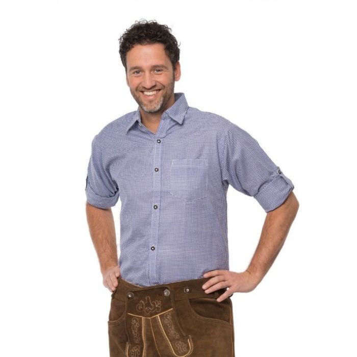 Oktoberfest Tyroler Hemd Blau für Männer