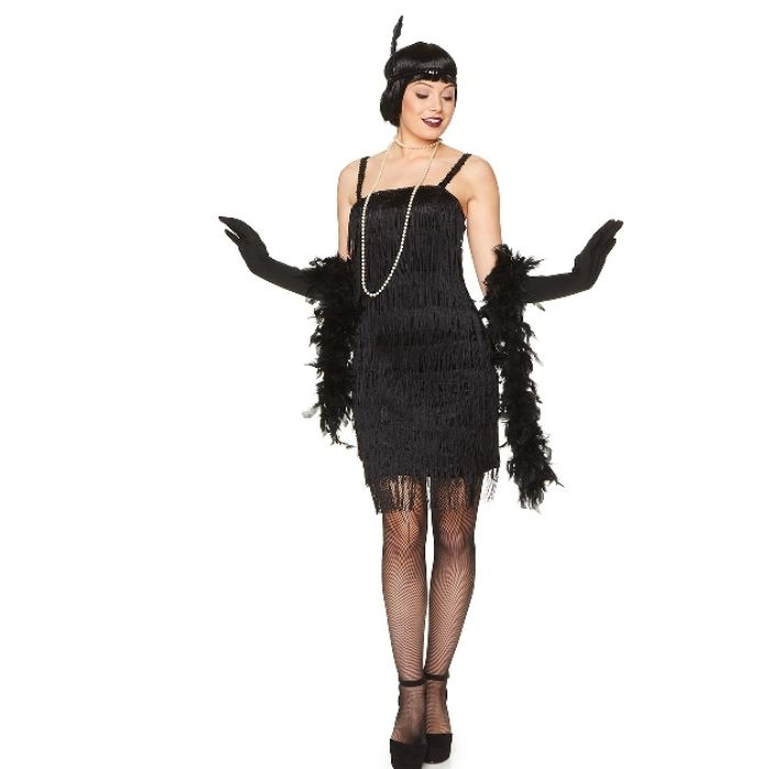 Retro 1920er schwarzes Flapper-Kostüm für Frauen